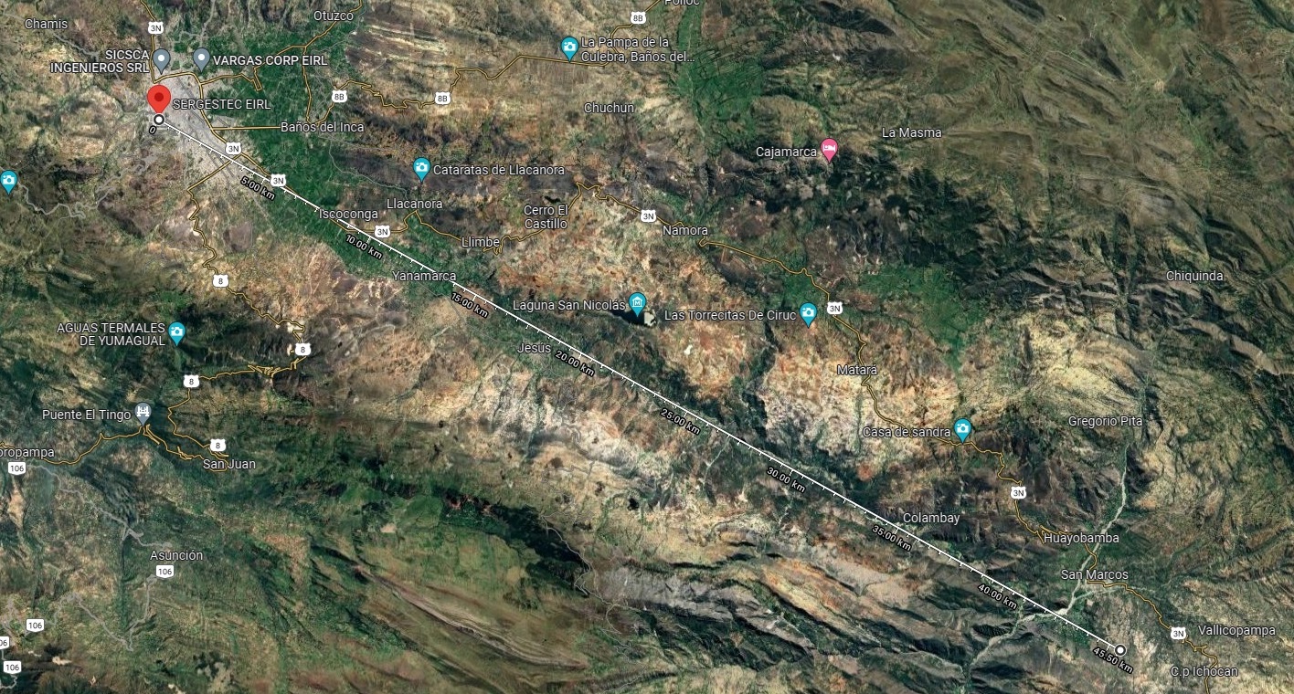 Imagen satelital del enlace